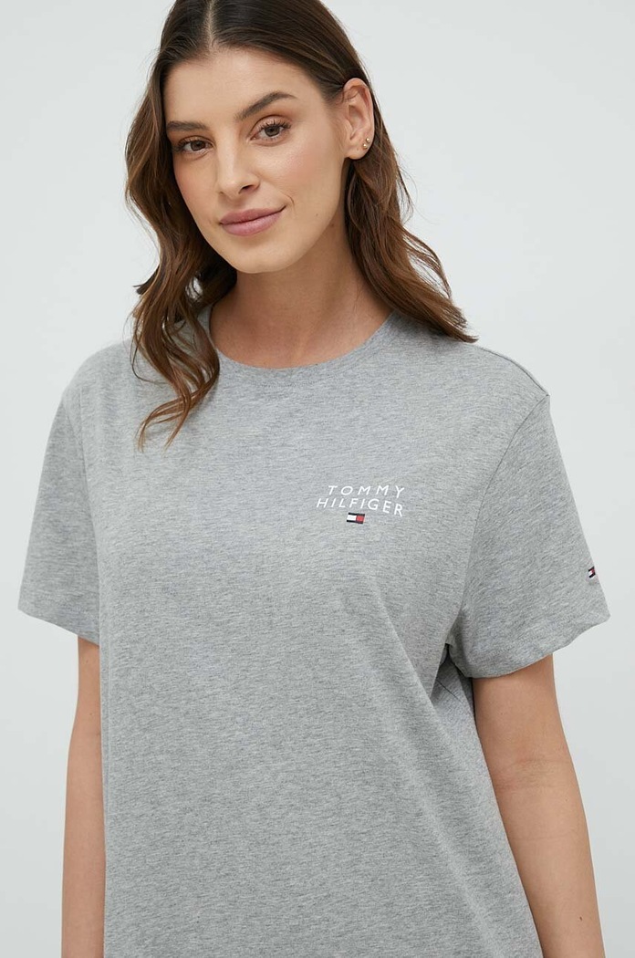 Bavlněná noční košile Tommy Hilfiger šedá UW0UW04526.PPYX