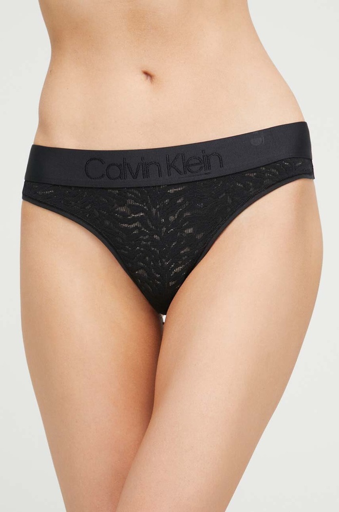 Calvin Klein Underwear stringi koronka czarny 000QF7287E.PPYX
