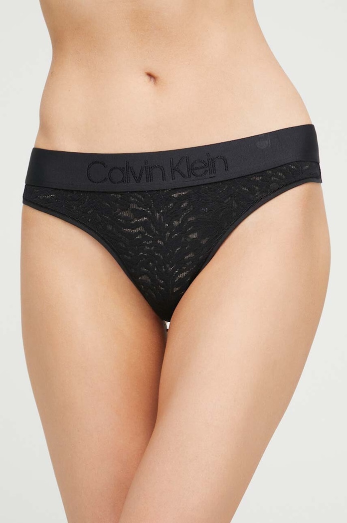 Calvin Klein Underwear stringi koronka czarny 000QF7287E.PPYX