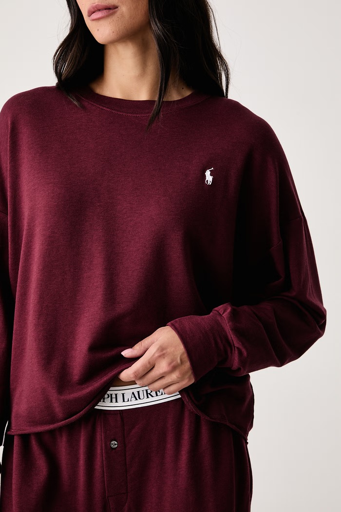 Piżama dwuczęściowa damska Polo Ralph Lauren bordowy 4P8030