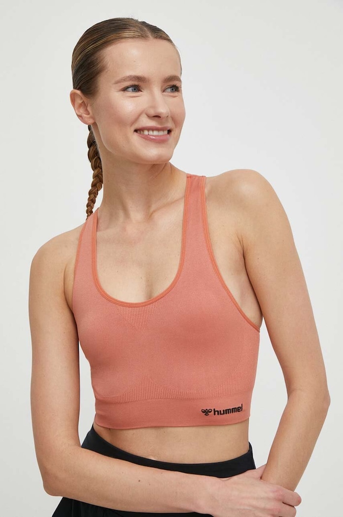 Hummel sportmelltartó hmlTIF SEAMLESS SPORTS TOP melltartó merevítő nélkül narancssárga 210490