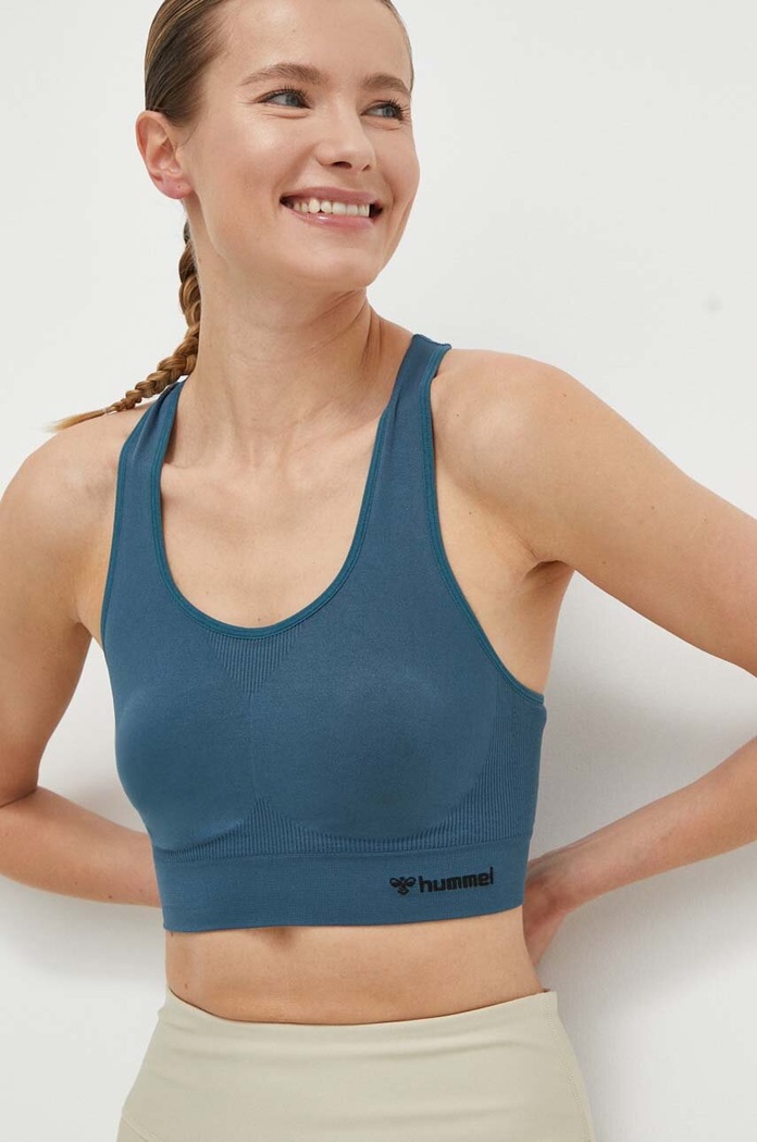Hummel biustonosz sportowy hmlTIF SEAMLESS SPORTS TOP turkusowy 210490