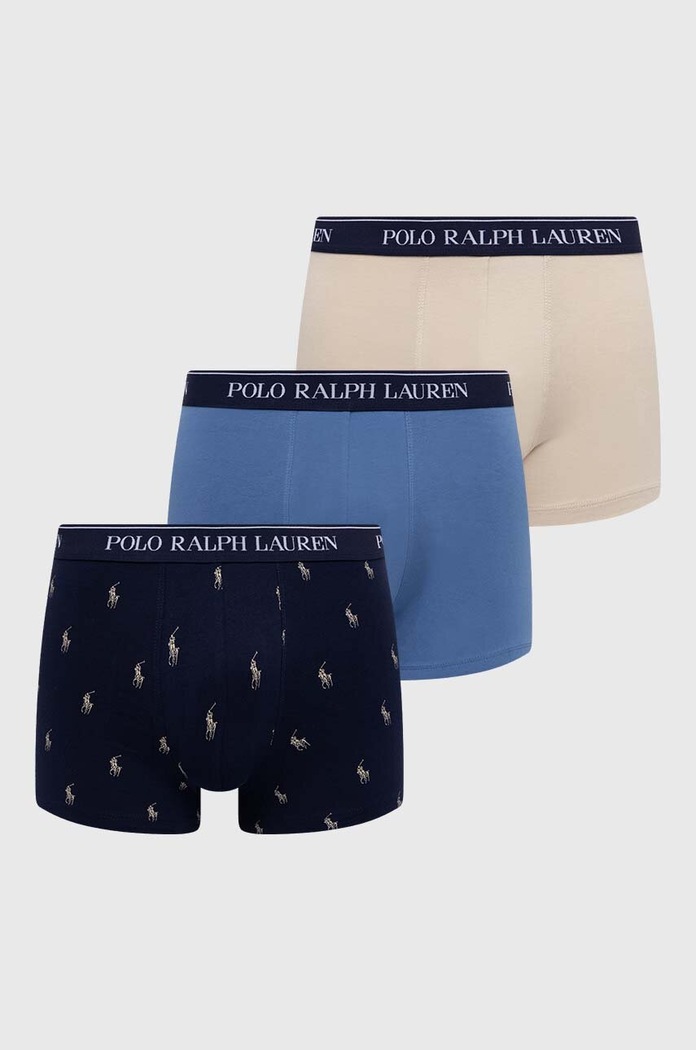 Polo Ralph Lauren bokserki męskie bawełniane z elastanem 3-pack wzorzyste niebieski 714830299