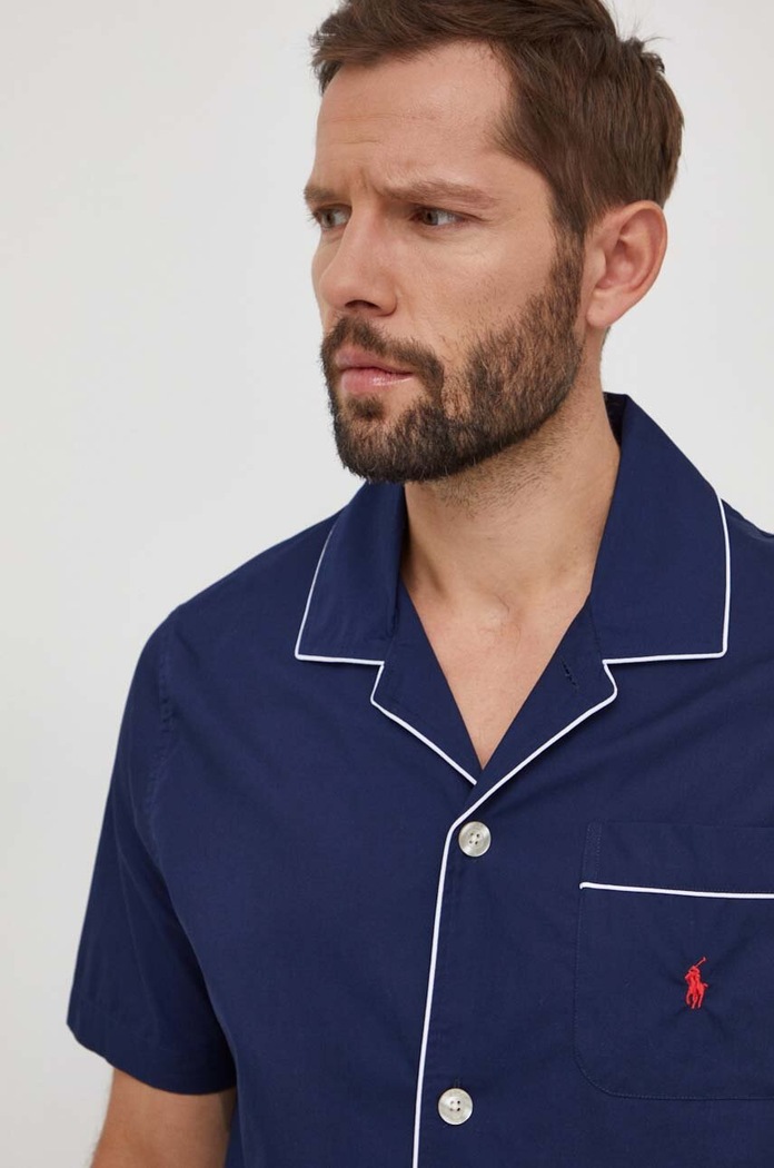 Bavlněné pyžamo Polo Ralph Lauren 714899503 námořnická modř
