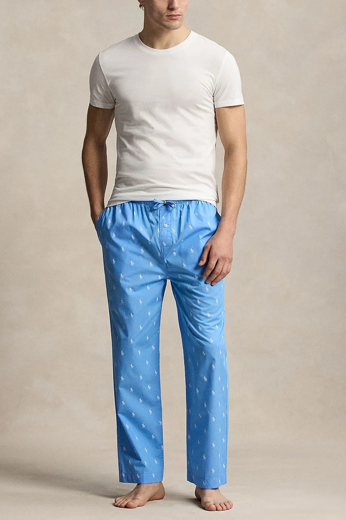 Oblečenie Polo Ralph Lauren Pyžamové nohavice pánske bavlnené 714899509 modrá
