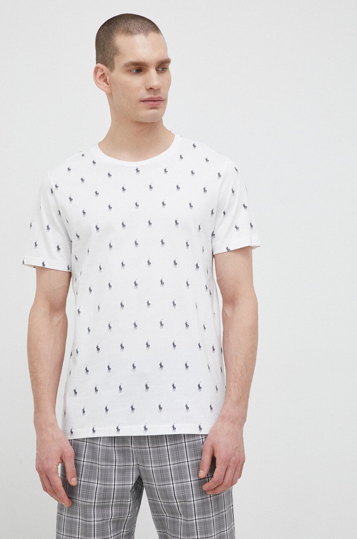 Bavlněné pyžamové tričko Polo Ralph Lauren vrchní bílá 714899612