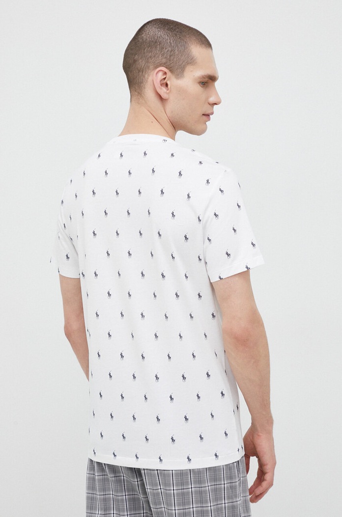 Bavlněné pyžamové tričko Polo Ralph Lauren 714899612 bílá SS26