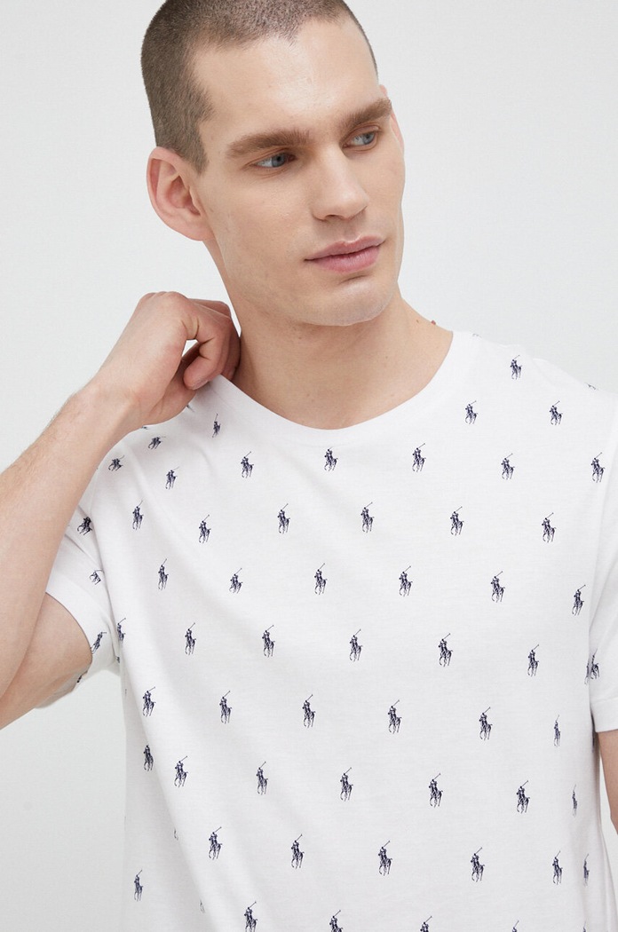 Oblečení Bavlněné pyžamové tričko Polo Ralph Lauren 714899612 bílá