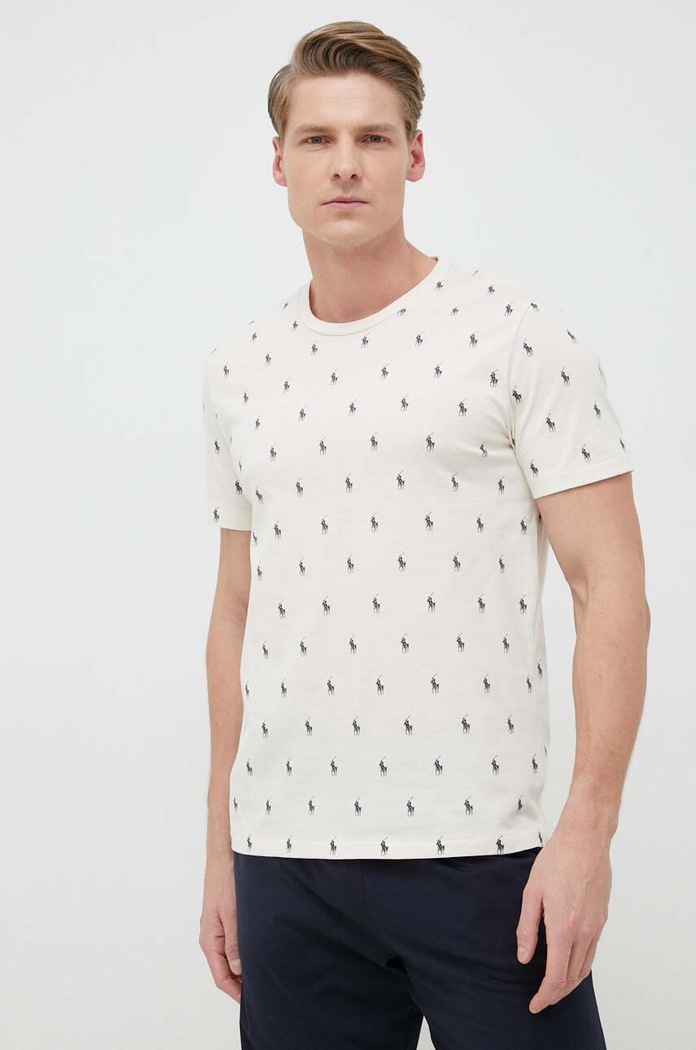 Bavlnené pyžamové tričko Polo Ralph Lauren vrchný béžová 714899612