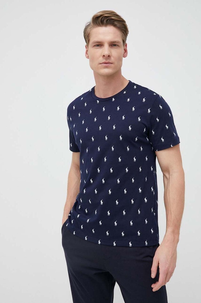 Bavlnené pyžamové tričko Polo Ralph Lauren vrchný tmavomodrá 714899612