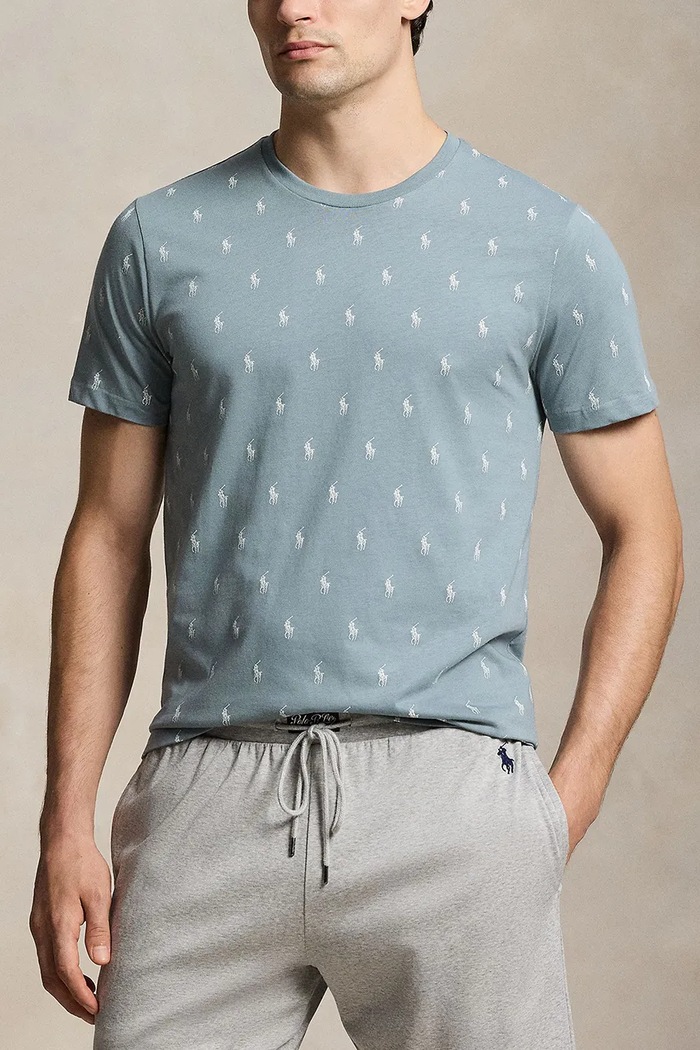 Polo Ralph Lauren T-shirt piżamowy męski bawełniany szary 714899612