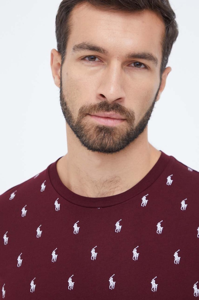 Βαμβακερή πιτζάμα μπλουζάκι Polo Ralph Lauren 714899612 μπορντό SS26