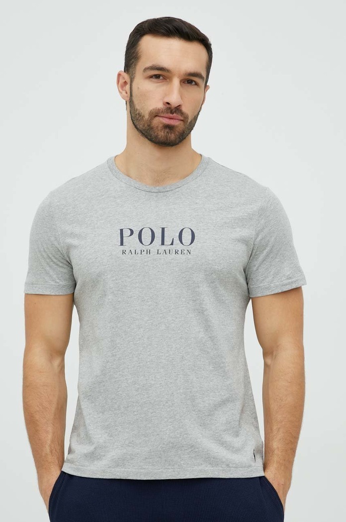 Bavlněné pyžamové tričko Polo Ralph Lauren vrchní šedá 714899613