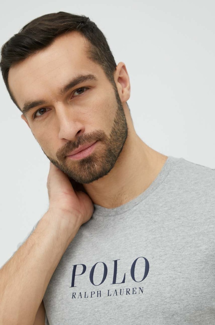 Bavlněné pyžamové tričko Polo Ralph Lauren šedá 714899613