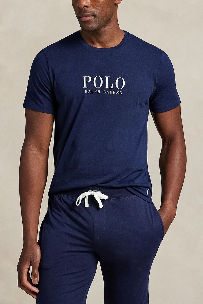 Polo Ralph Lauren t-shirt piżamowy bawełniany nadruk granatowy 714899613