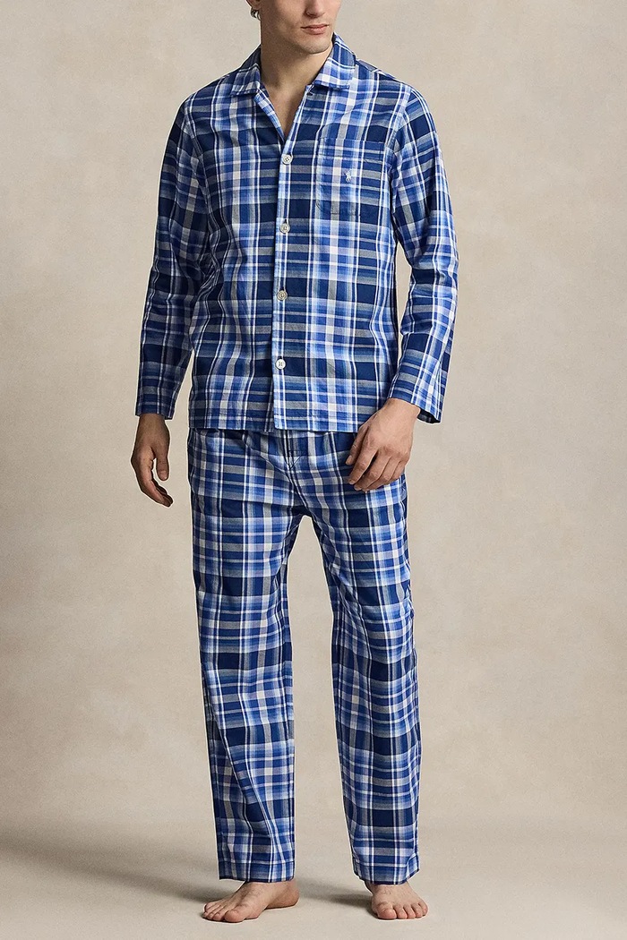 Polo Ralph Lauren piżama dwuczęściowa męska bawełniana niebieski 714899627