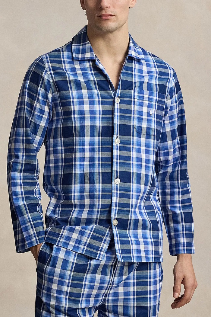 Odzież Polo Ralph Lauren piżama dwuczęściowa męska bawełniana 714899627 niebieski