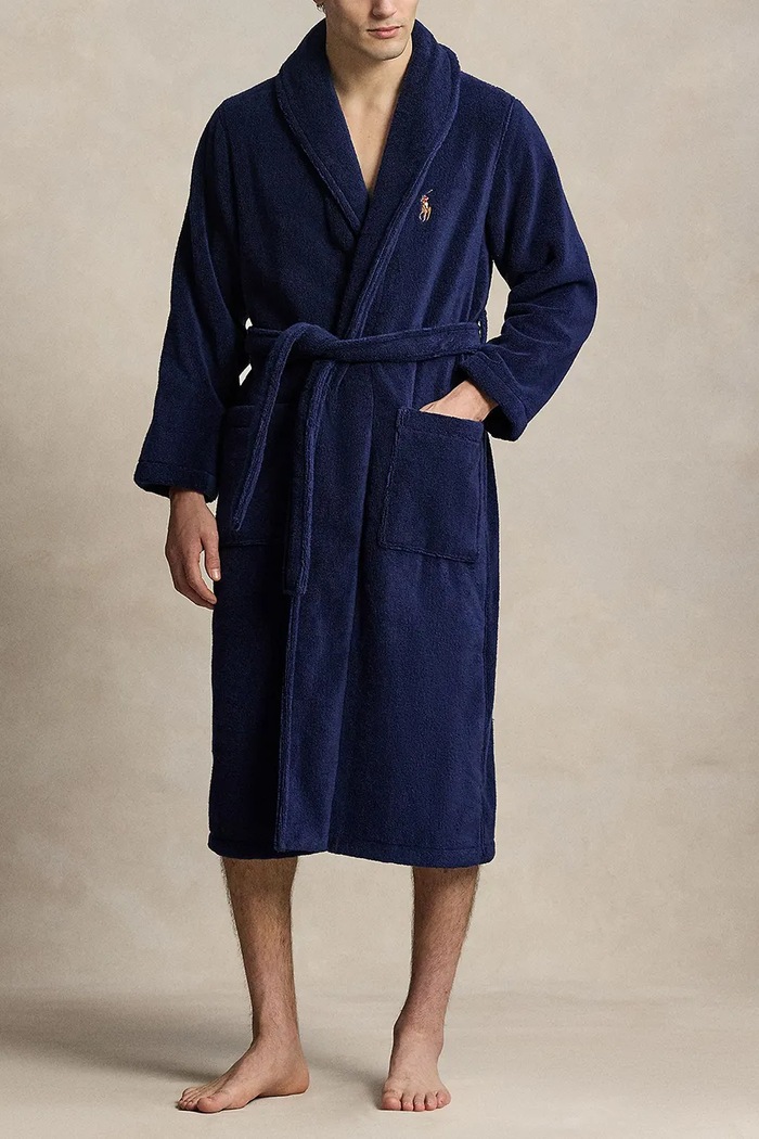 Polo Ralph Lauren halat de baie din bumbac uni bleumarin 714899683