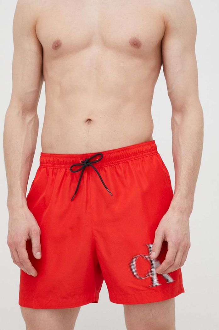 Plavkové šortky Calvin Klein potisk červená KM0KM00800.PPYX