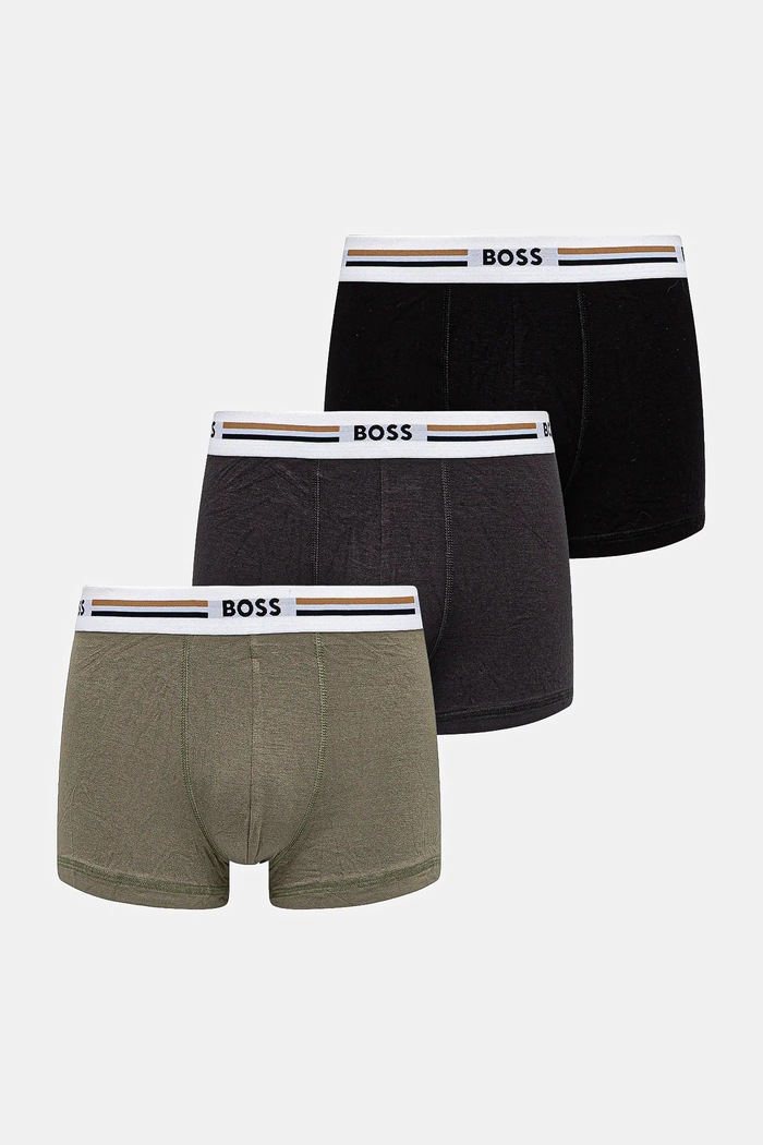BOSS přiléhavé boxerky pánské s viskózou Trunk 3P Revive 3-pack pletenina bílá 50492200