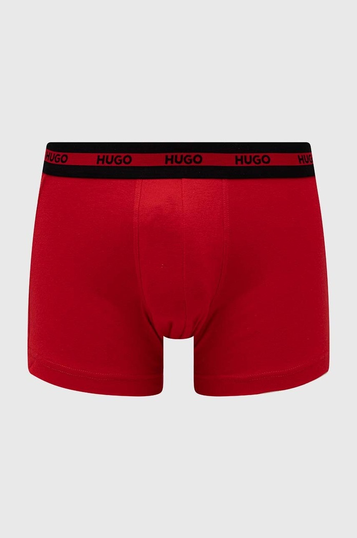 HUGO priliehavé boxerky pánske bavlnené s elastanom TRIPLET PLANET 3-pak 50492375 červená SS26