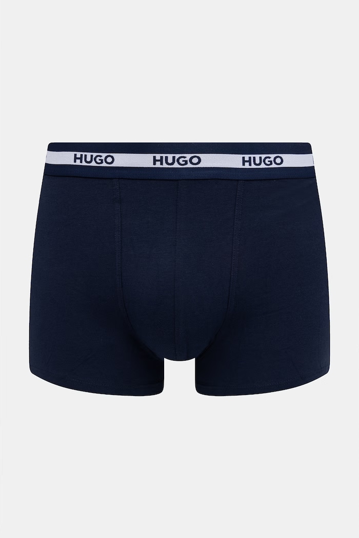 HUGO bokserki dopasowane męskie bawełniane z elastanem TRIPLET PLANET 3-pack granatowy 50492375