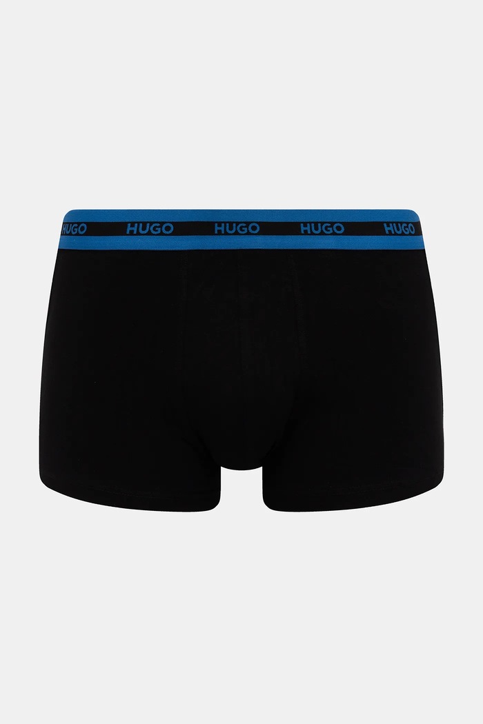 HUGO priliehavé boxerky pánske bavlnené s elastanom TRIPLET PLANET 3-pak čierna 50492375