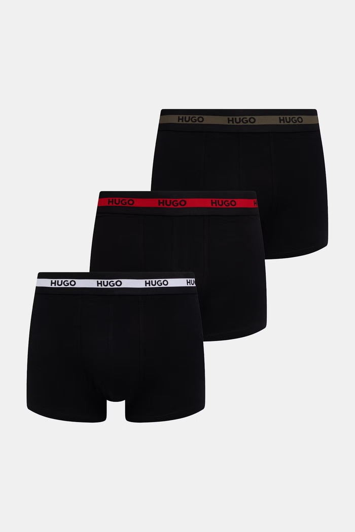 HUGO bokserki dopasowane męskie bawełniane z elastanem TRIPLET PLANET 3-pack czarny 50492375