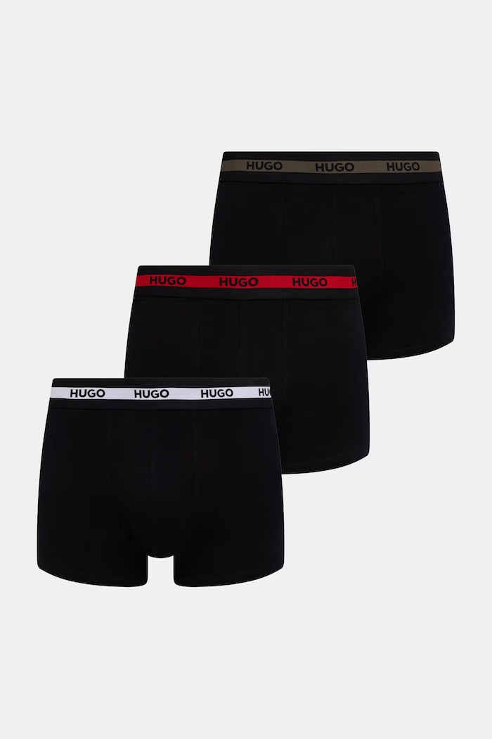 HUGO bokserki dopasowane męskie bawełniane z elastanem TRIPLET PLANET 3-pack czarny 50492375