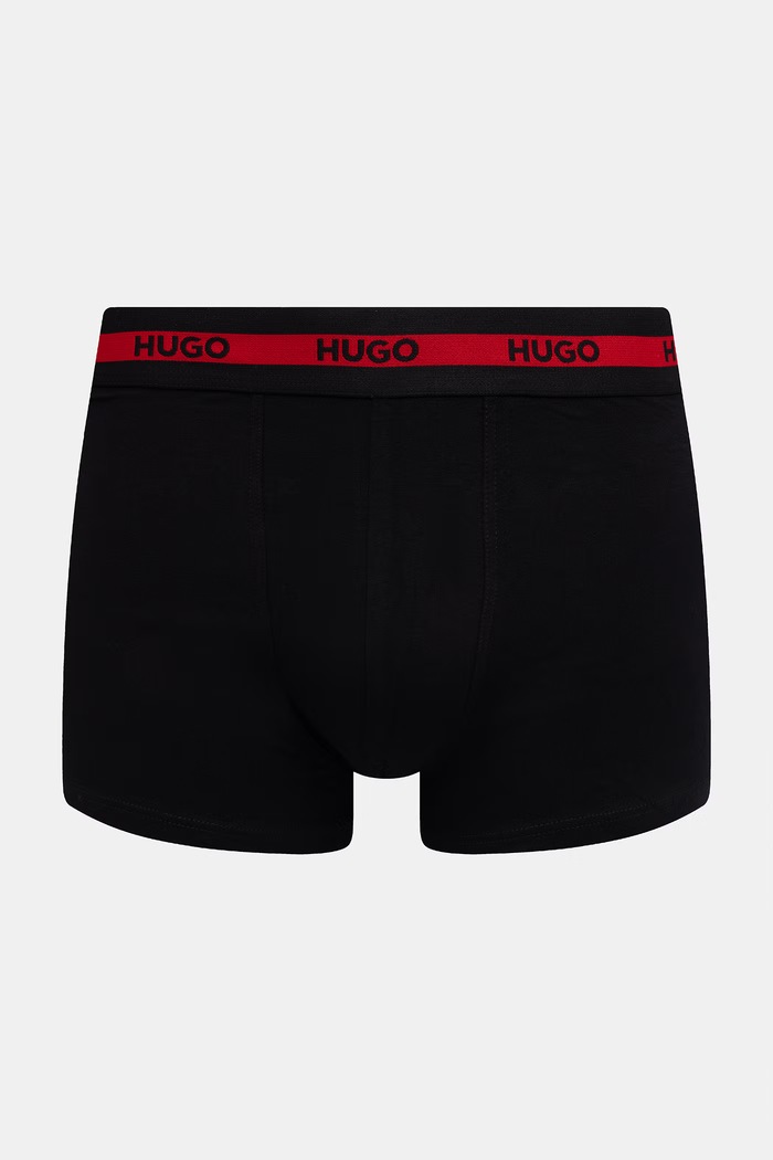 Odzież HUGO bokserki dopasowane męskie bawełniane z elastanem TRIPLET PLANET 3-pack 50492375 czarny