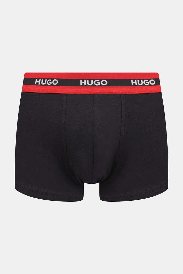 HUGO priliehavé boxerky pánske bavlnené s elastanom TRIPLET PLANET 3-pak čierna 50492375