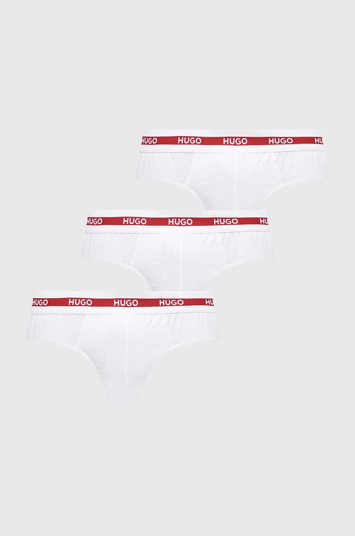 HUGO slipy 3-pack HIPBR TRIPLET PLANET dzianina biały 50492378