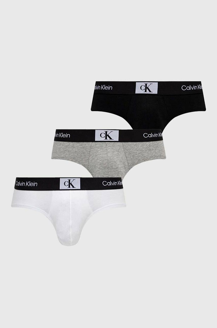 Slipy Calvin Klein Underwear 3-pak pletenina sivá 000NB3527A.PPYX