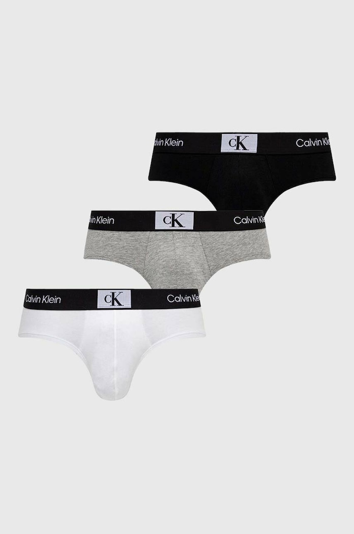 Slipy Calvin Klein Underwear 3-pak pletenina sivá 000NB3527A.PPYX