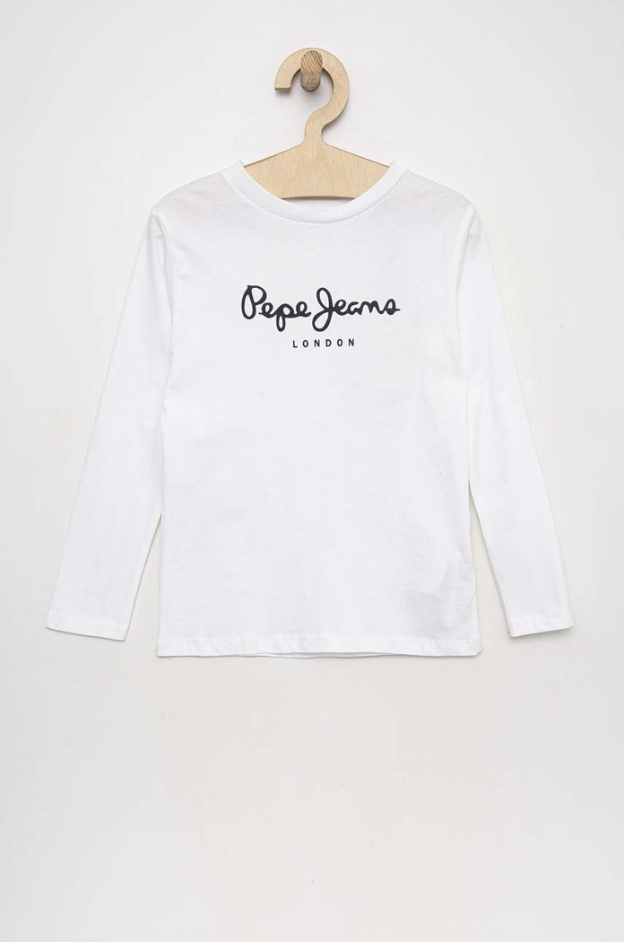 Pepe Jeans longsleeve bawełniany dziecięcy New Herman nadruk biały PB503490