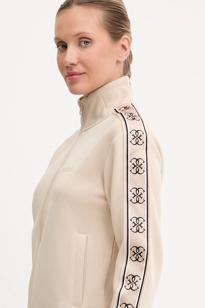 Guess felpa con cerniera da donna con cotone BRITNEY beige V2YQ16.KB3P2