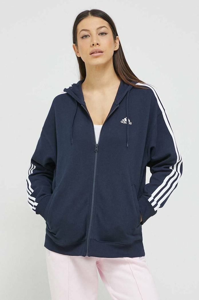 adidas bluza bawełniana z kapturem granatowy HA7155
