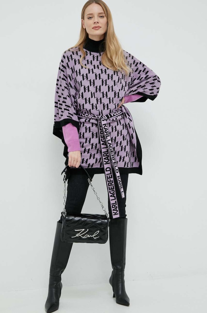 Pinko sweter wełniany 100414.Y7Z4 fioletowy AW24