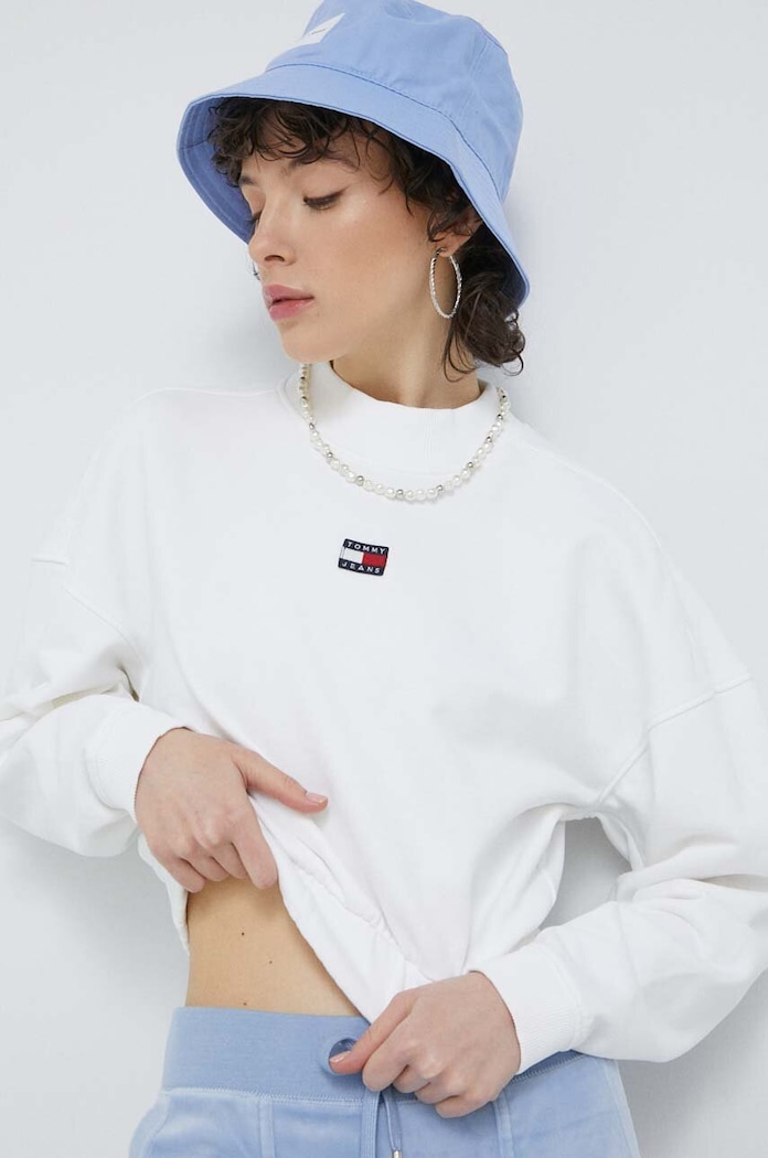 Tommy Jeans bluza bawełniana bawełna biały DW0DW15415.PPYX