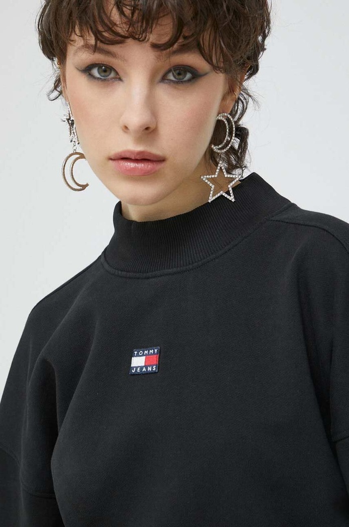 Tommy Jeans hanorac de bumbac negru DW0DW15415.PPYX