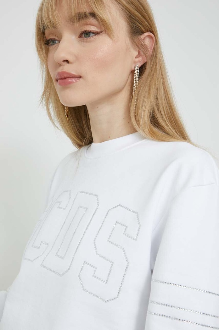 GCDS bluza bawełniana biały SS23W110107