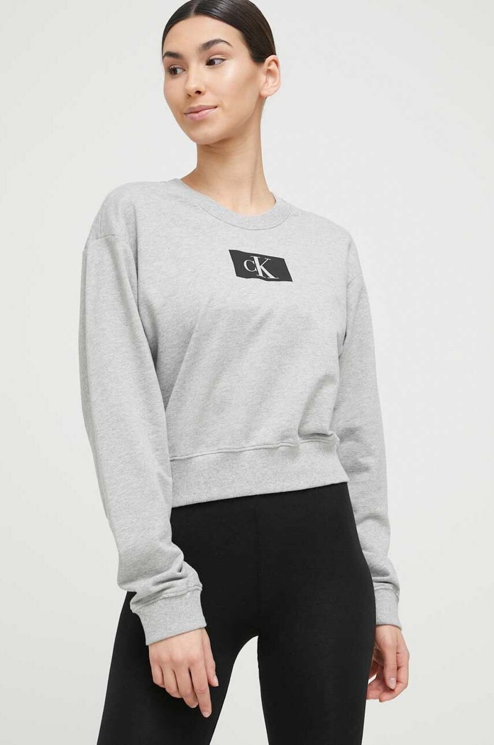 Bavlněná mikina Calvin Klein Underwear bez kapuce šedá 000QS6942E.PPYX