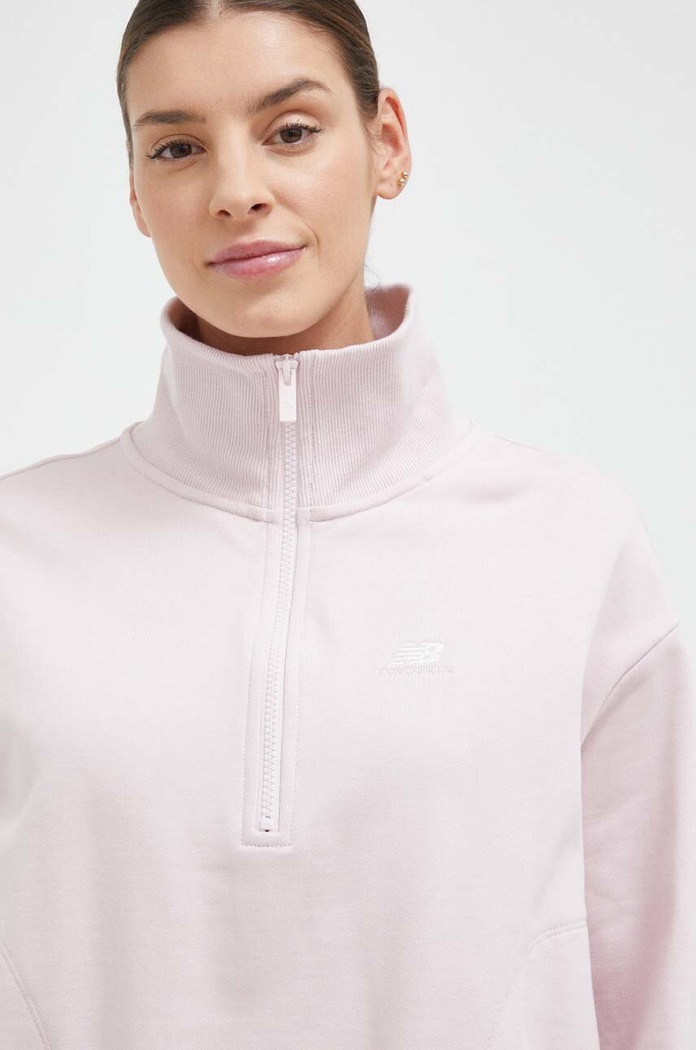 New Balance bluza bawełniana różowy WT31501SOI