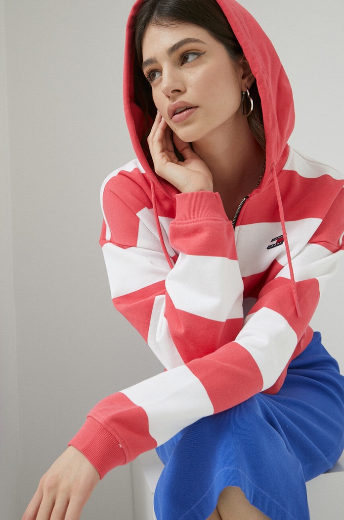 Tommy Jeans hanorac de bumbac cu modele roz DW0DW16290.PPYX