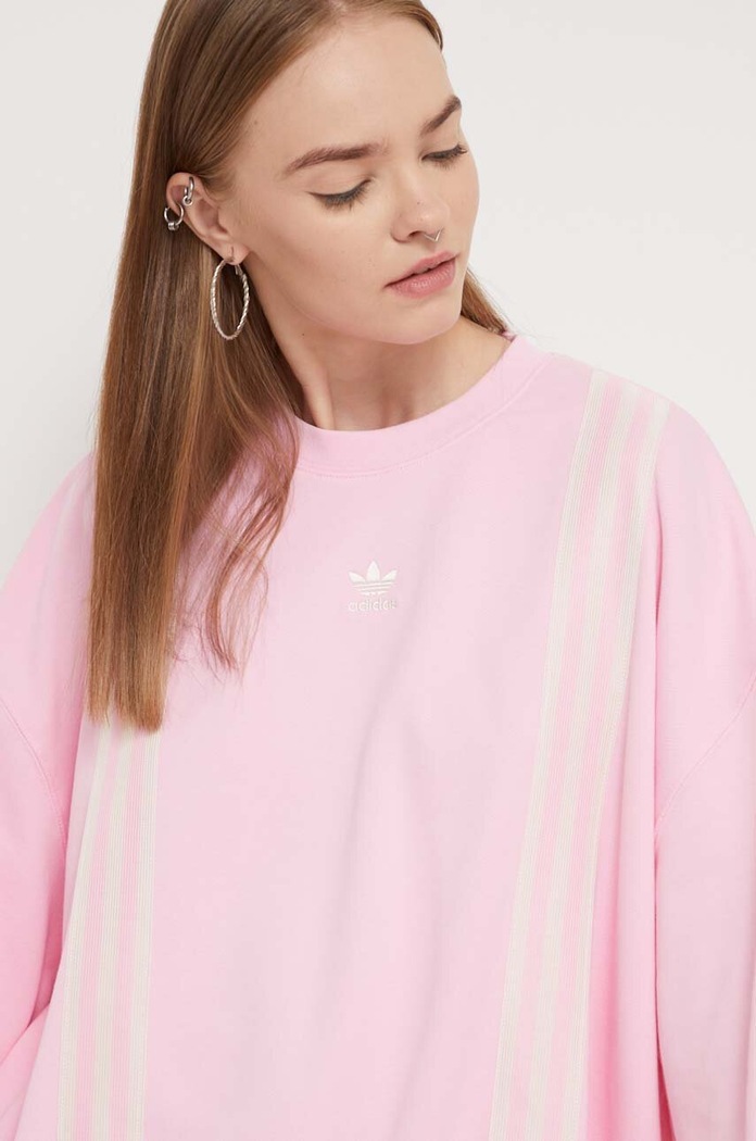 Ruházat adidas Originals pamut melegítőfelső IK7868 rózsaszín