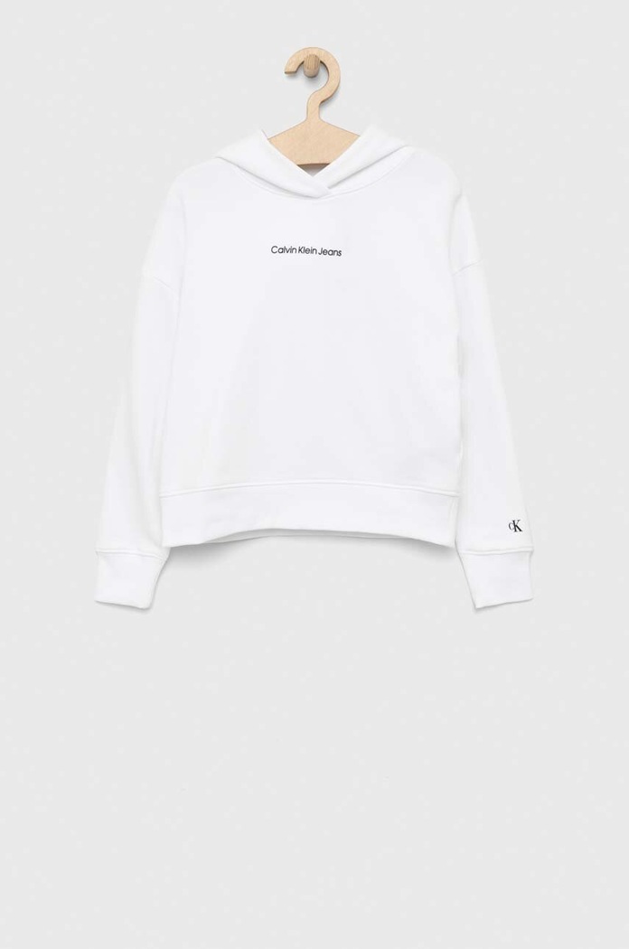 Calvin Klein Jeans bluza dziecięca z kapturem biały IG0IG01517.PPYX
