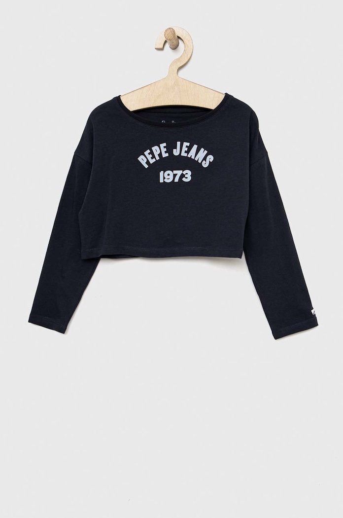 Pepe Jeans longsleeve bawełniany dziecięcy Paullete nadruk granatowy PG502955