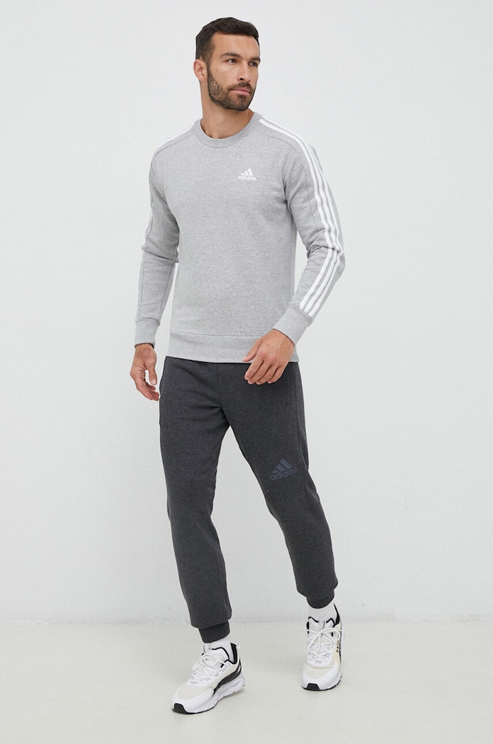 adidas bluza bawełniana Essentials IC9319 szary SS23