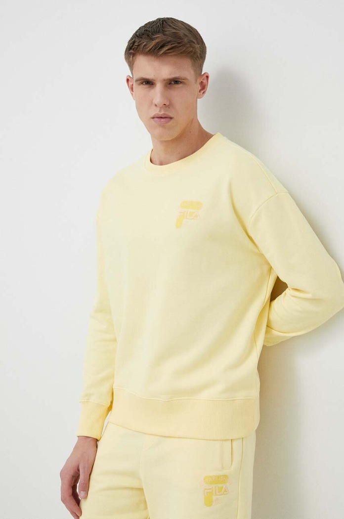 Памучен суичър Fila памук жълт FAM0332