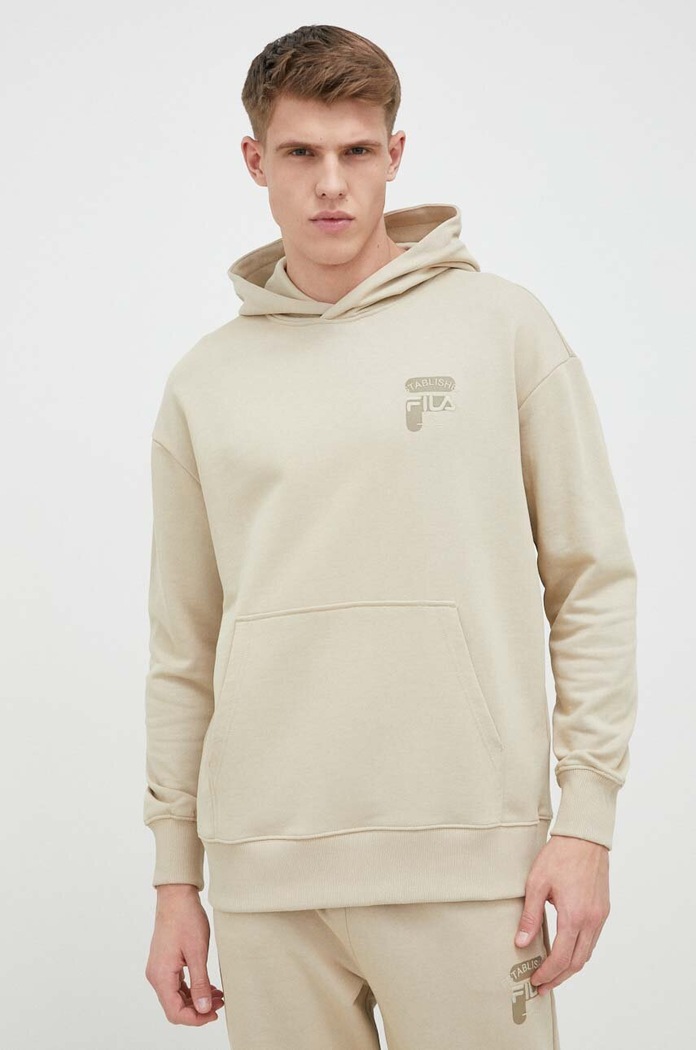 Памучен суичър Fila памук бежов FAM0333